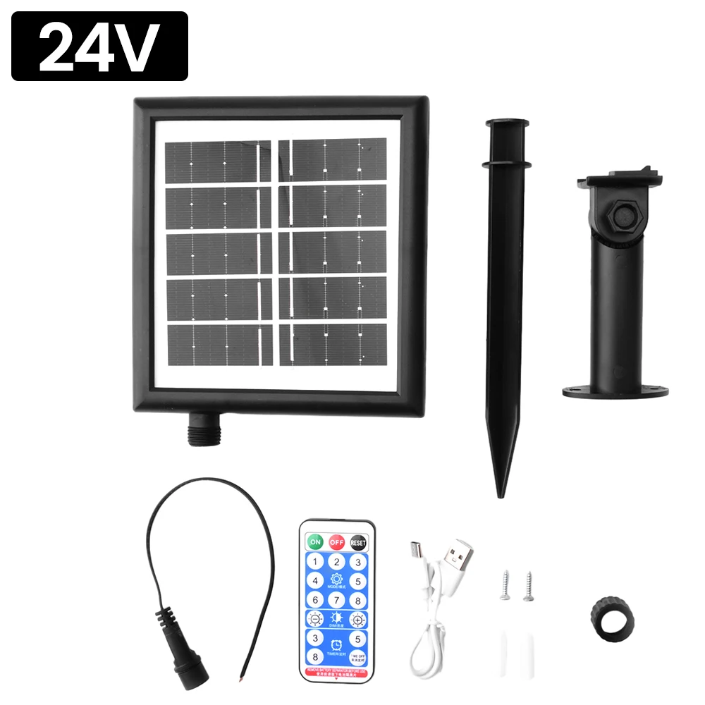 

Панель солнечных батарей 2400 мАч с 8 режимами вспышки Пульт дистанционного управления Мужской и Женский Подключение для 3 светодиодных световых строк 24 В Яркость DIM Таймер