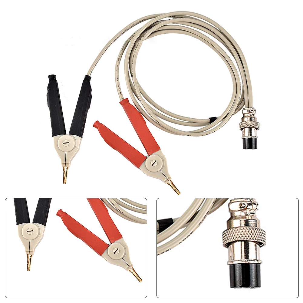 

LCR Meter Test Cable Terminal Kelvin Clip Wires 5 Pin Famale Port LCR Clip Probe Leads Component Electrical Test Alligator Clip