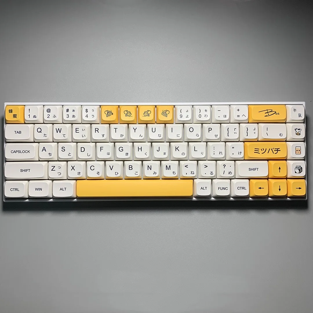 1 Set Honey And Milk Theme Key Caps For MX Switch Mechanical Keyboard PBT Dye Bee Japanese Minimalist White Keycaps XDA