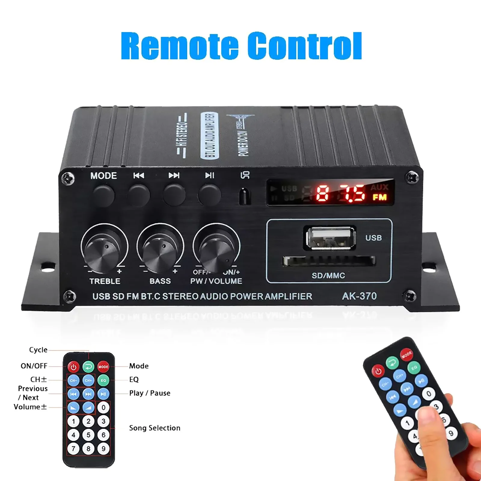Звуковой усилитель канал 2 0 Mini HiFi Bluetooth цифровой аудио мощности стерео AK370 12 В для