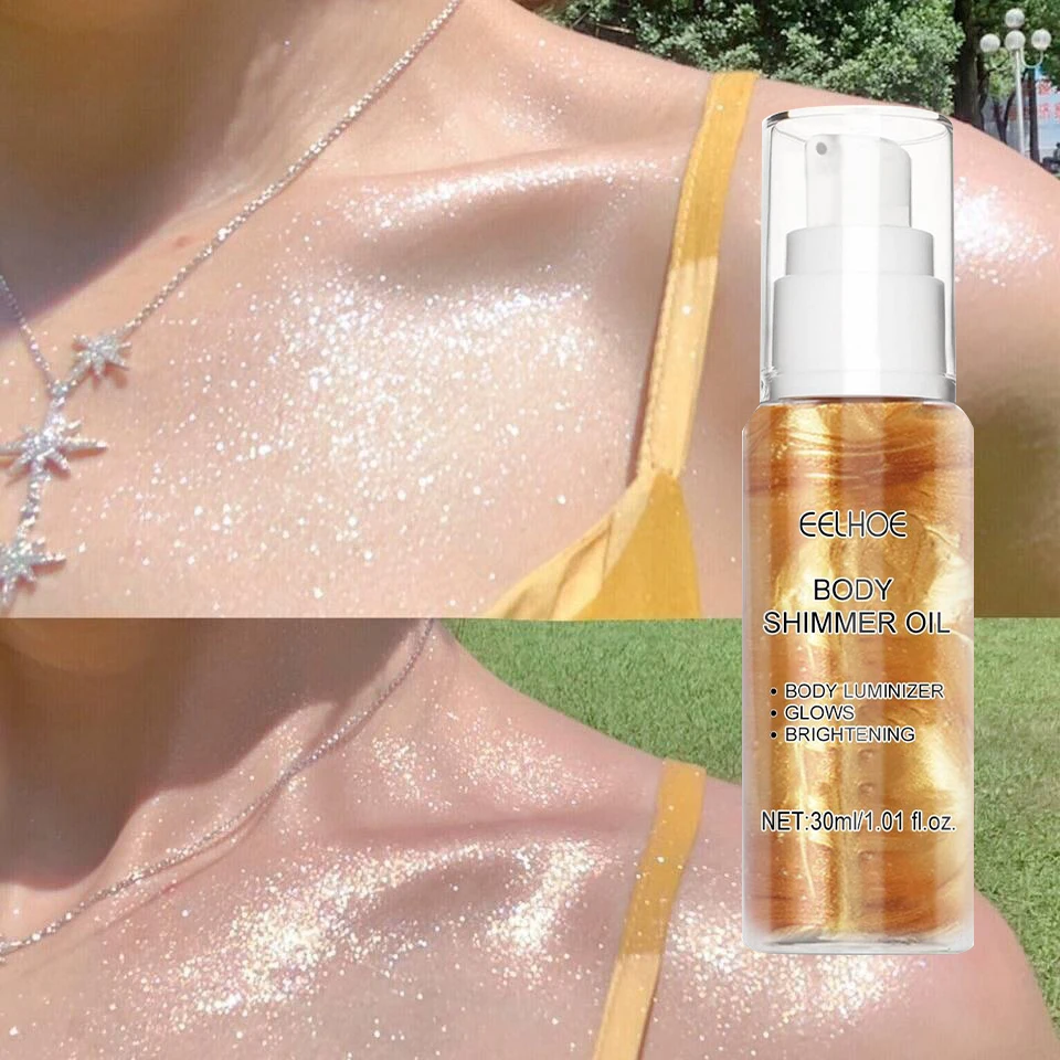 

Fashion Body High Gloss Oil Shimmering Highlighter Powder Spray Brighten Waterproof Shimmer Leg Clavicle Facial Highlight Makeup