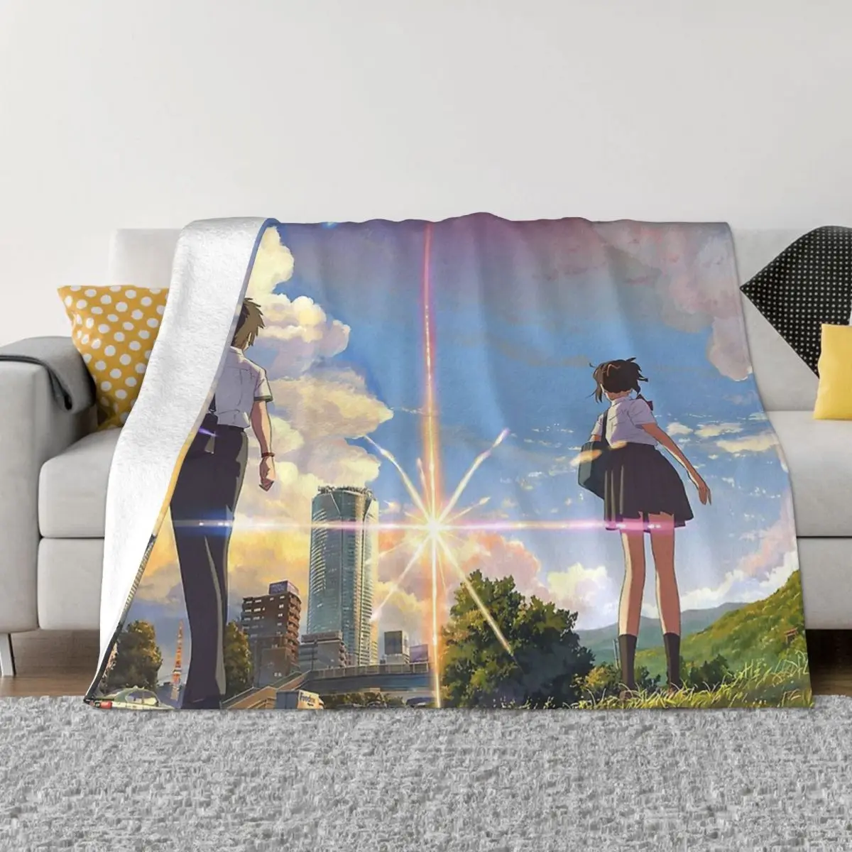 Фланелевое мягкое флисовое покрывало от Kimi No Na Wa Your Name Makoto Shinkai Tachibana Taki Miyamizu Mitsuha |