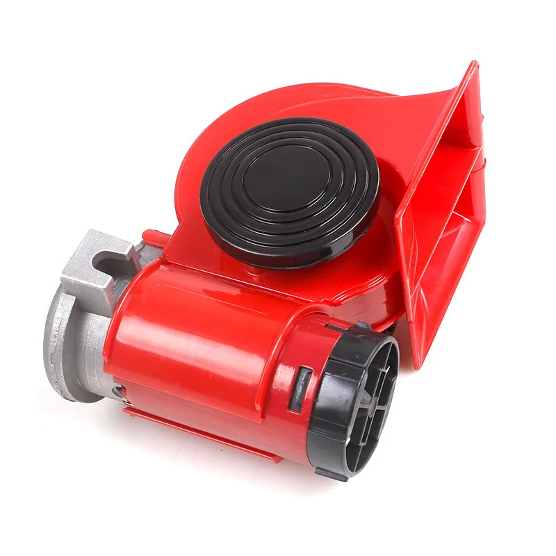 

New 12V 115dB Car Air Horn Red Compact Dual Tone Electric Pump Loud Siren Vehicle for Car Motorcycle Truck Bicycle JG-HN06
