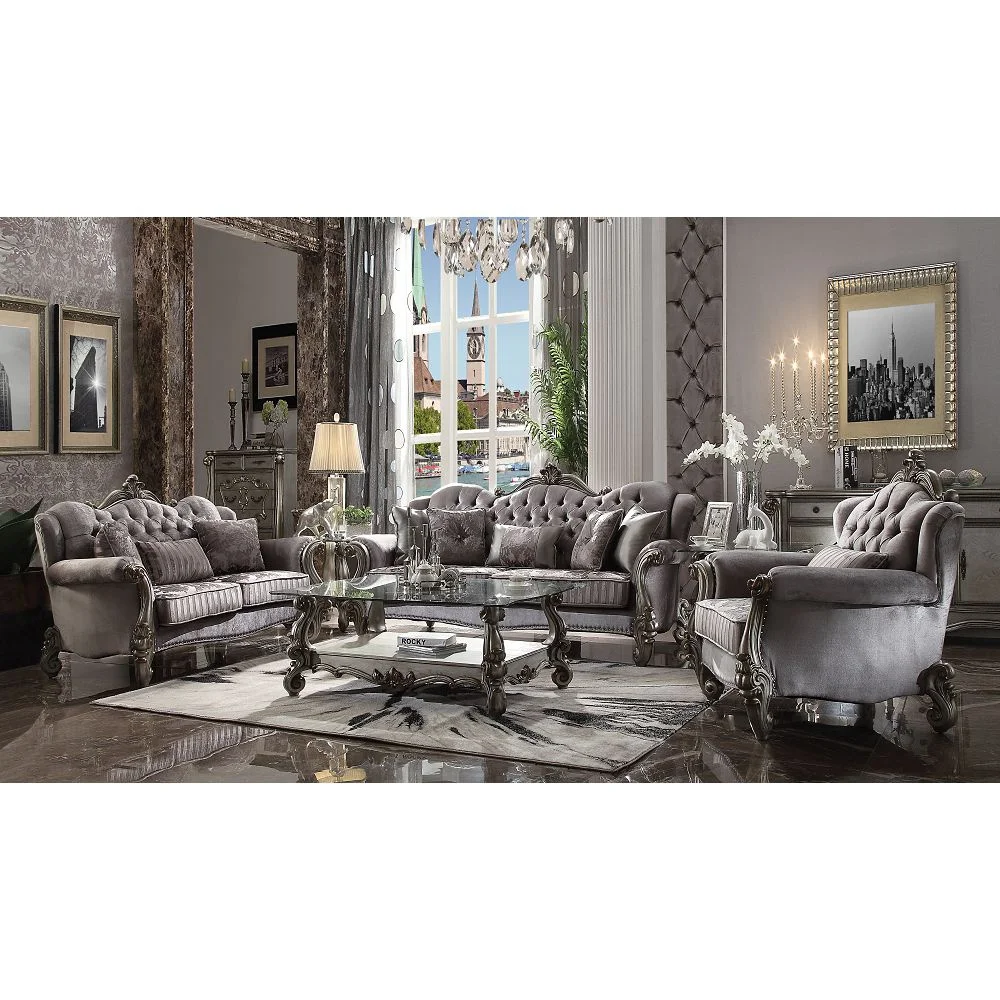 

Chair & 1 Pillow in Velvet & Antique Platinum 56842