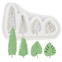 mini tropical palm leaf cookie cutters mould monstera leaf silicone chocolate candy baking mold cake decoration kitchen tools