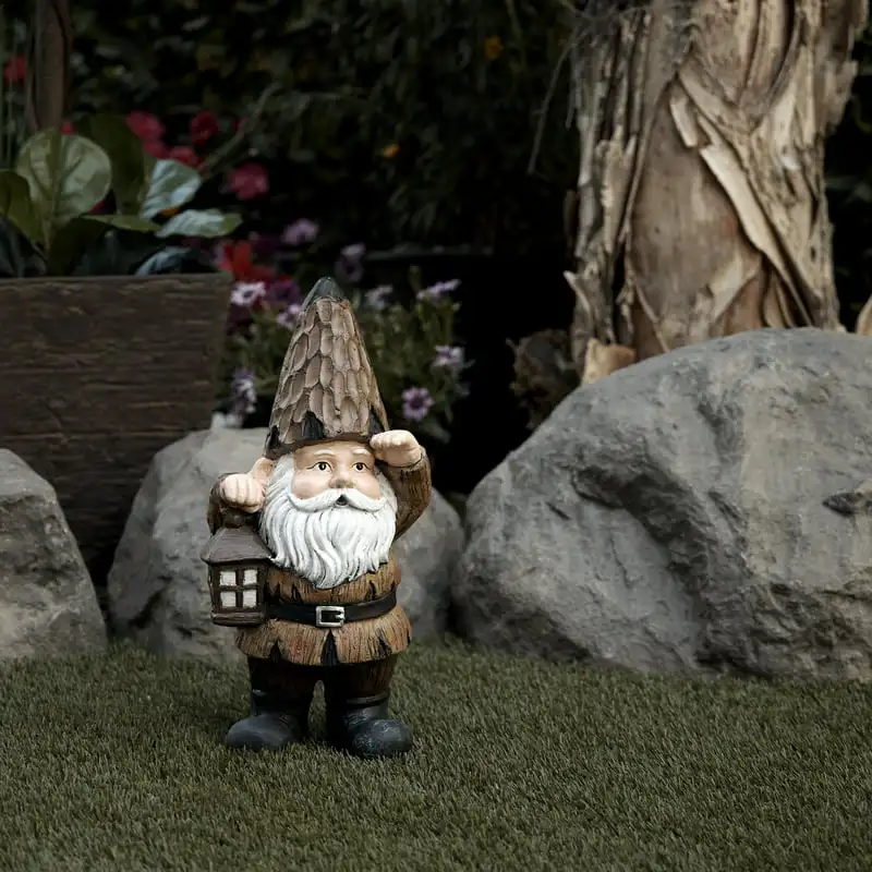

Indoor/Outdoor Gnome with Lantern Statue, Brown