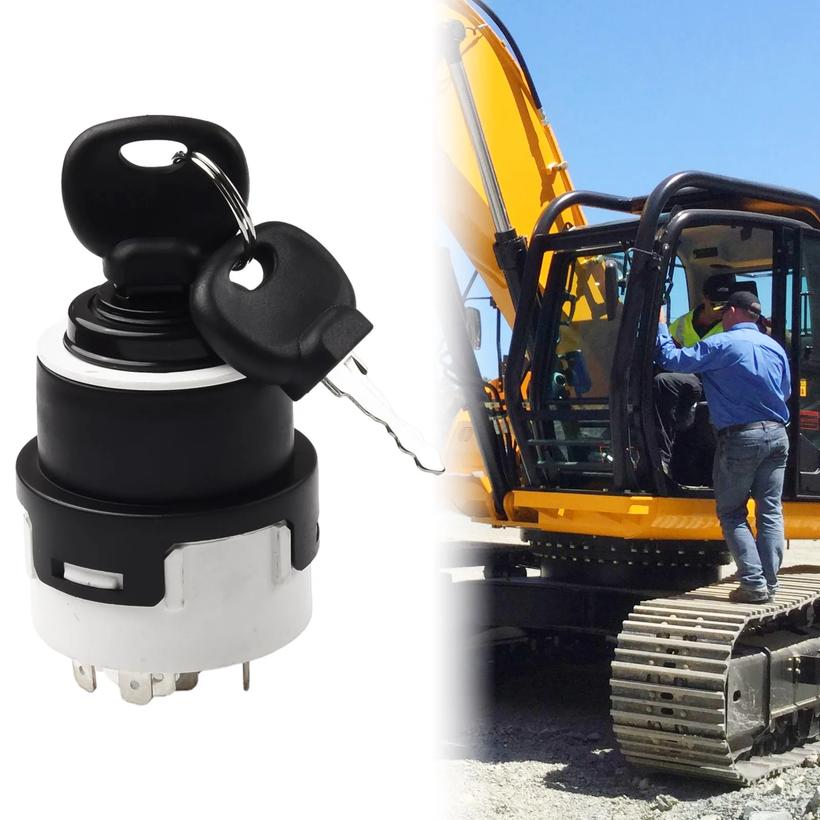 Для переключателя зажигания JCB с двумя ключами 701/80184 85804674 10-контактный ключ