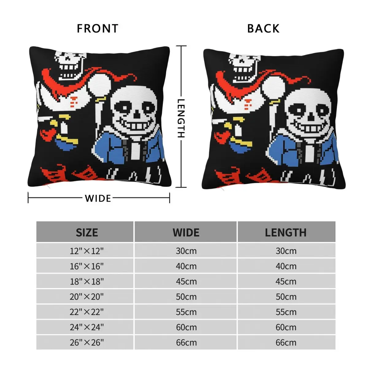 Фото Квадратная наволочка Sans And Papyrus Undertale из полиэстера, льна и бархата с узором, на молнии, декоративная наволочка для дивана, чехол для подушки №2