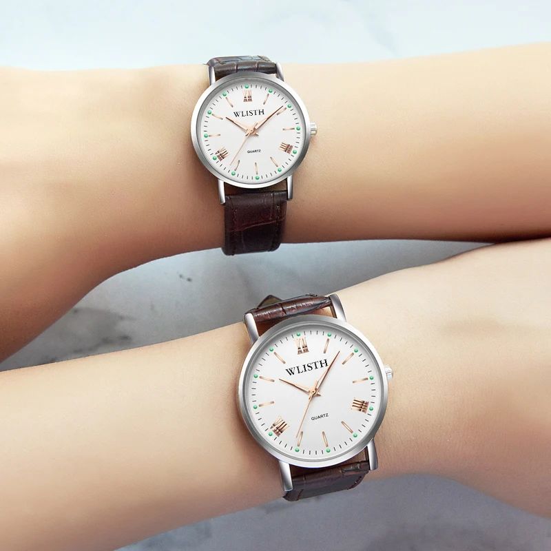 

Classic Simple Couples Quartz Watch Roman Numeral Dial Luminous Hands Leather Watch Valentine's Day Gifts for Men Women 2022 New