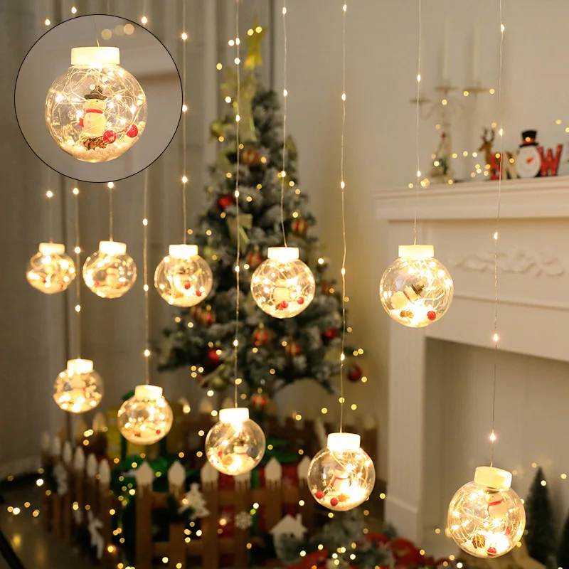 

LED Christmas Lights Fairy String Lights Curtain Garland Wish Balls Festoon Christmas Decoration for Home New Year 2023 Navidad