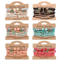 multilayer bohemian bracelets for women handmade glass bracelet set colorful beaded chains bangle 2022 summer boho jewelry new