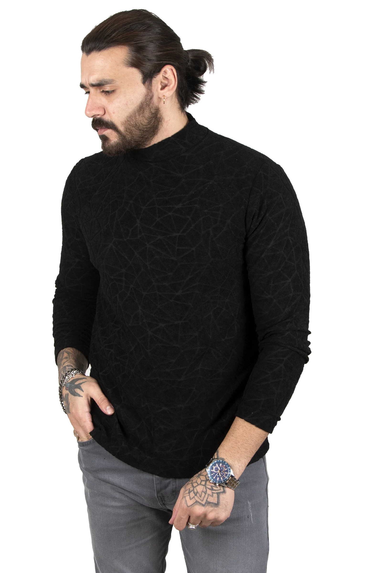 DeepSEA Half Turtleneck Self Print Male Sweatshirt 2301581