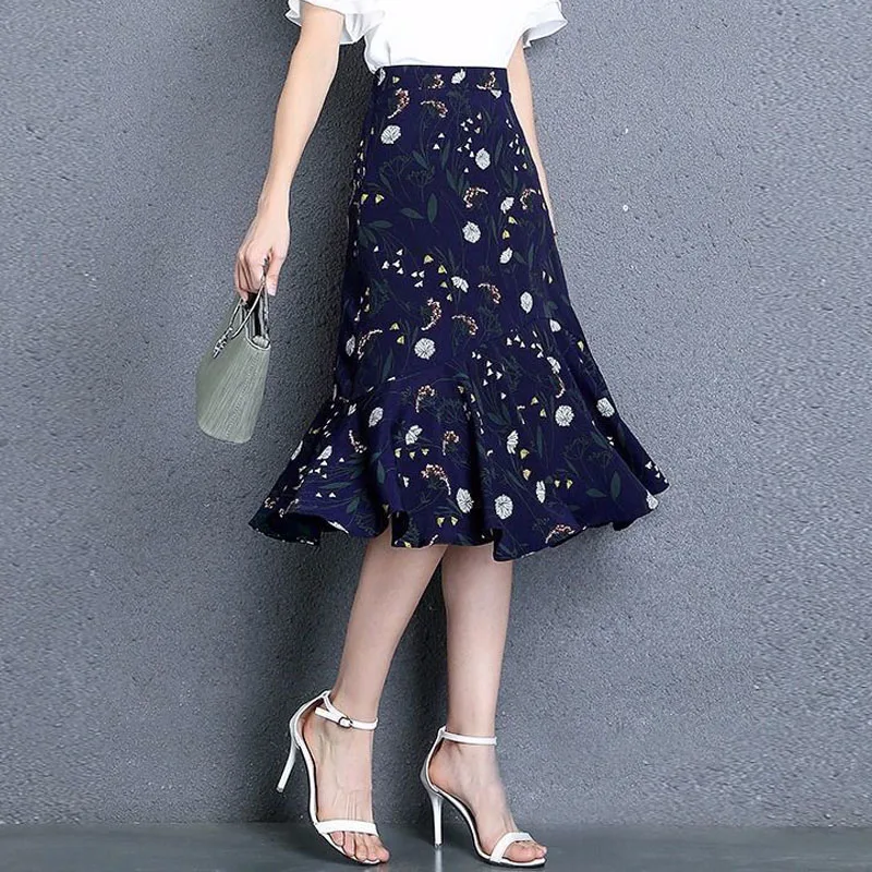 Элегантные шифоновые Облегающие юбки с принтом лето 2022 повседневная женская