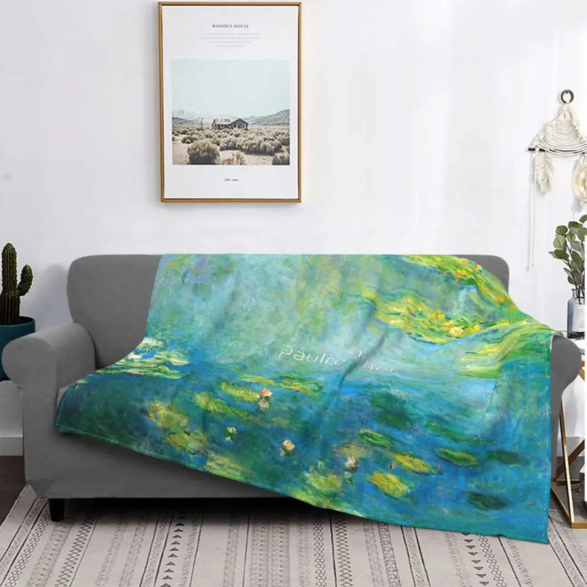 

Одеяло в стиле ретро с изображением Клода Моне и водяных лилий, 190-06