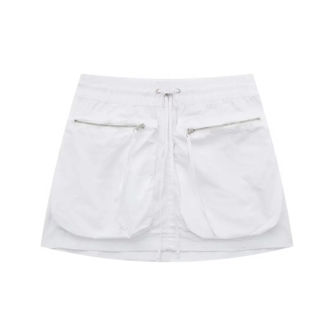 

Мини-юбка-карго женская с карманами, модная белая короткая юбка с эластичным поясом, шикарная летняя одежда, 2023