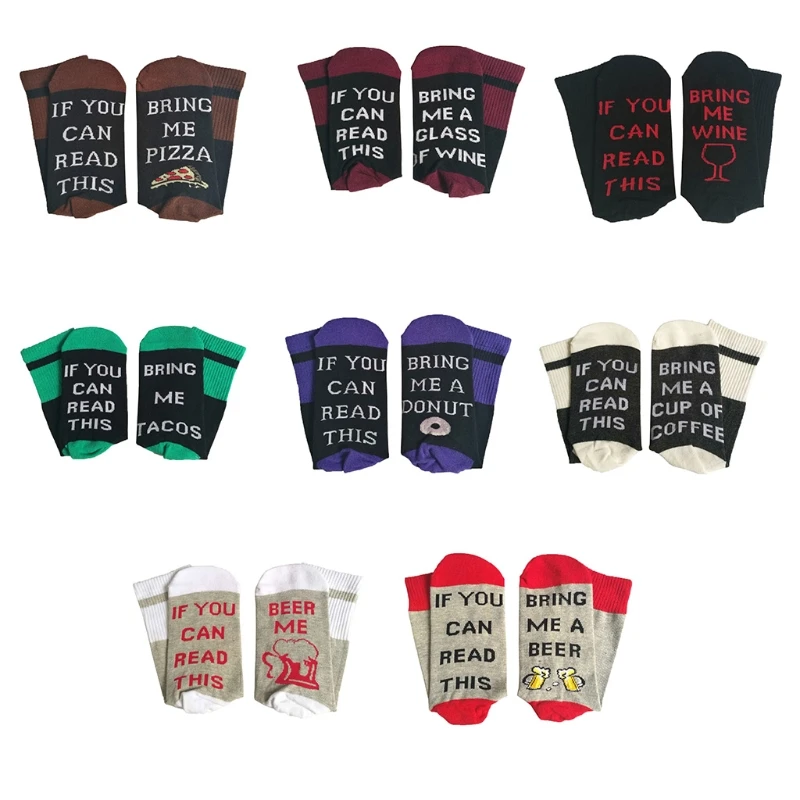 

If You Can Read This Cotton Socks Funny Sayings Novelty Pizza Wine Tacos Coffee Beer Letter Print Hosiery Christmas Gift