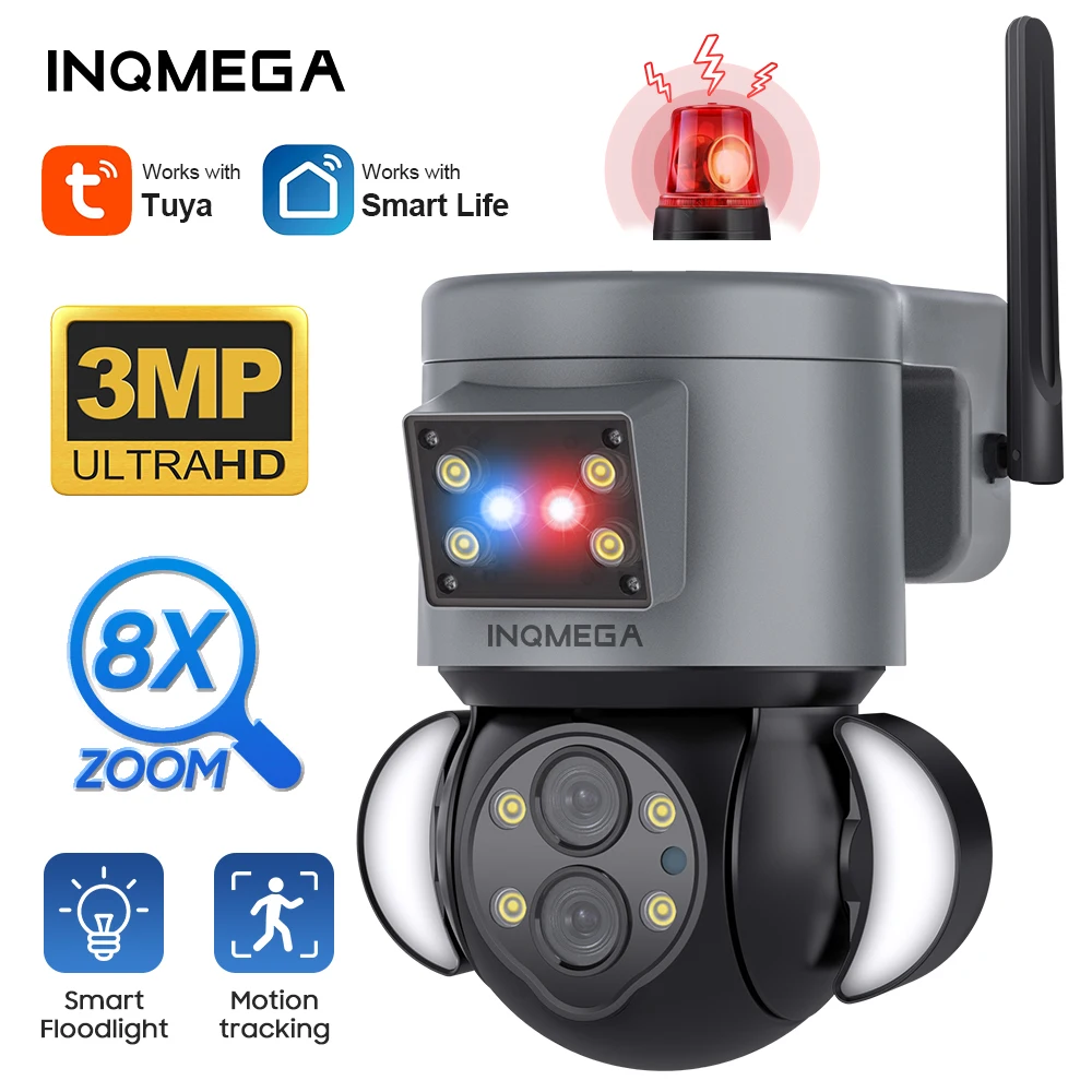 INQMEGA 8X ZOOM PTZ IP камера WIFI Tuya Smart Cloud 3MP камера видеонаблюдения отслеживание движения Google Alexa защита безопасности