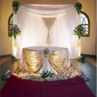 pure white wedding backdrop with beautiful swags stage drape curtain for wedding decoration 10ft x 10ft