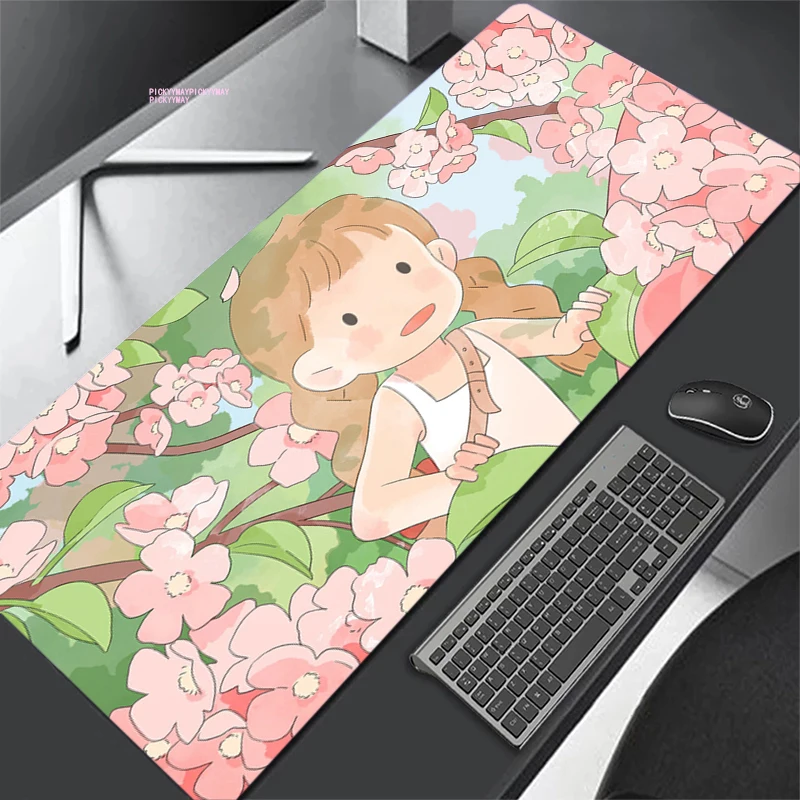

Deskpad Laptop Mouse Mat 30x80cm Otaku Cute Girl Gaming Desk Mats Kawaii Mouse Pad Large for Office Pink mousepad Anime Mice