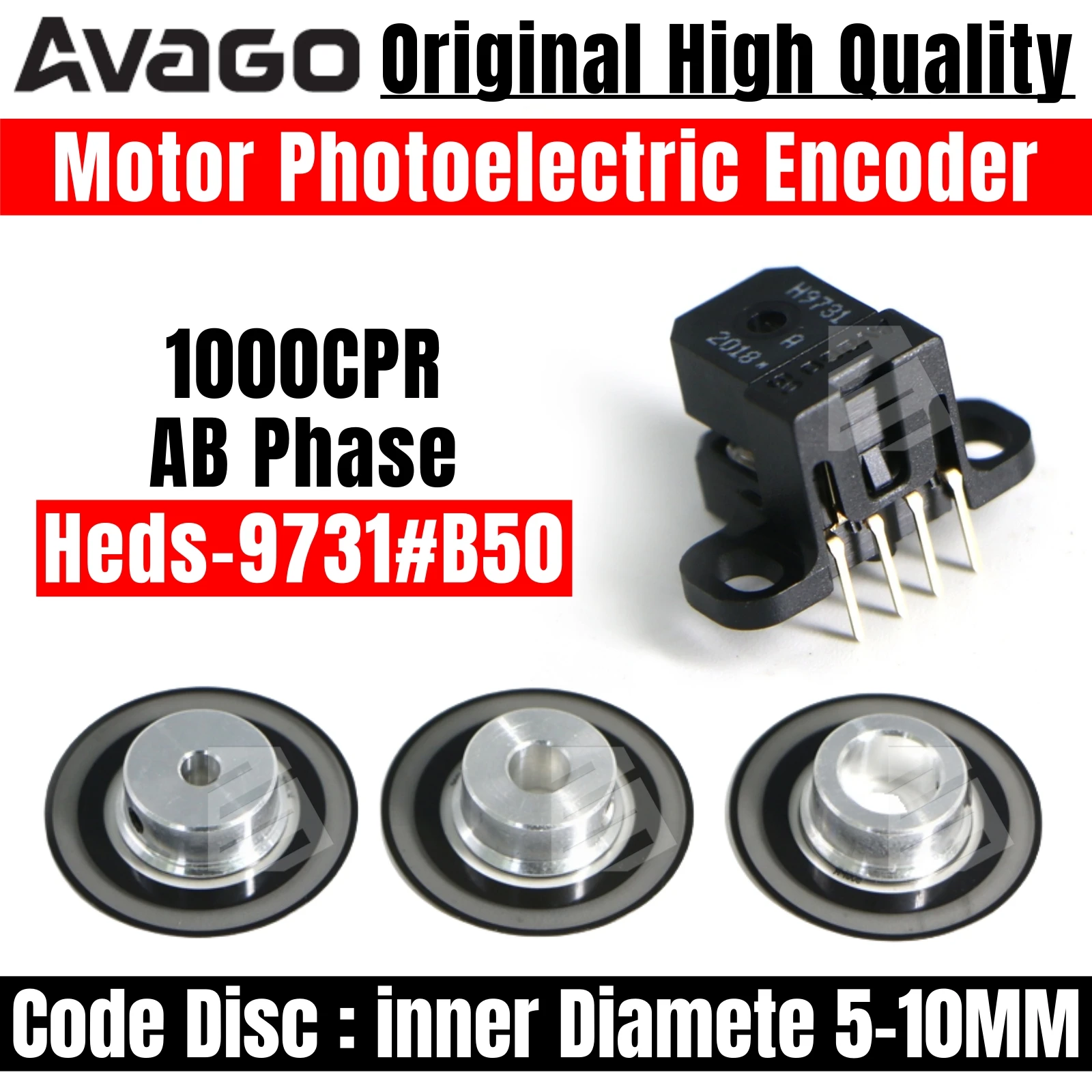 

Avago HEDS-9731 # B50 HEDS-9731 Фотоэлектрический поворотный энкодер двигателя Кодовое колесо AB Фаза 1000CPR Отверстие внутреннее диаметром 5 мм 6 мм 8 мм 10 мм