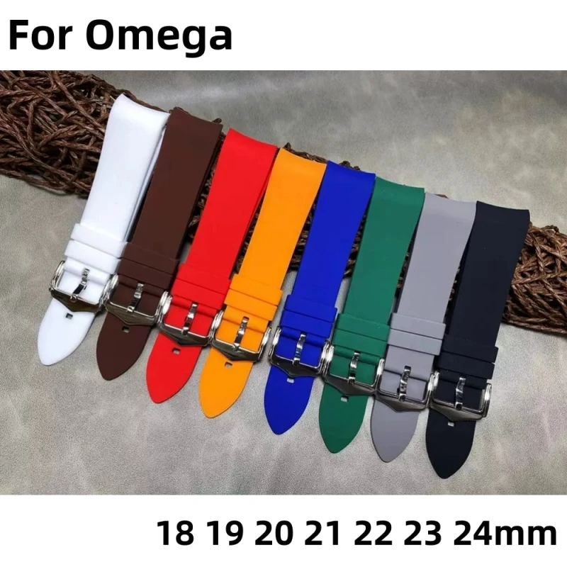 

Curved End Rubber Watch Bands For Rolex Swatch OMEGA Seamaster 18 19 20 21 22 23 24mm Waterproof Diving Sport Wrist Bracelet