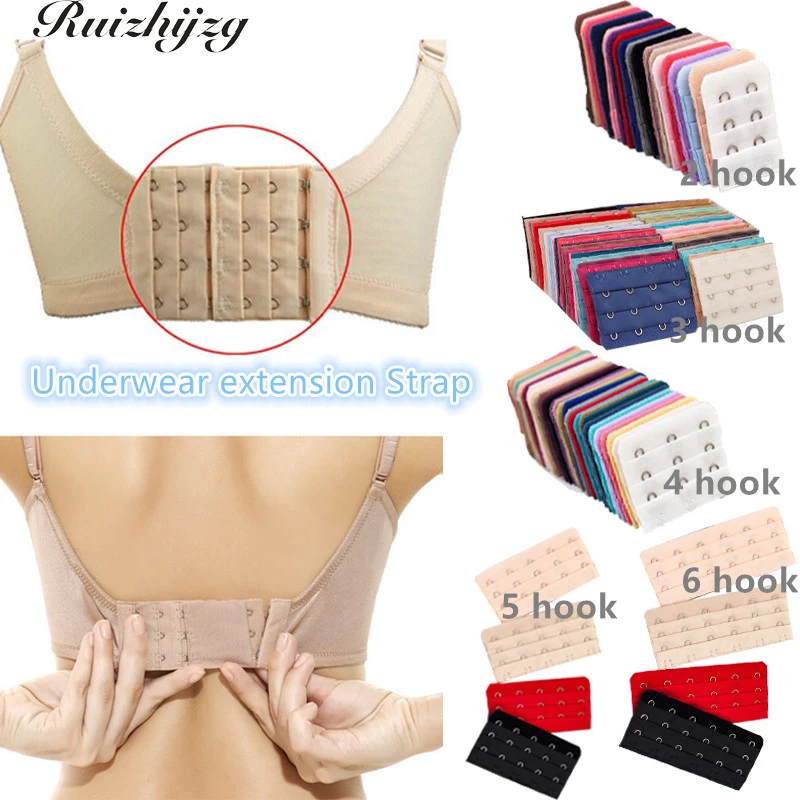 

Ruizhijzg Women Back Elastic Bra Extender Straps 2/3/4/5/6 Hooks 3 Rows Underwear Extender Bra extension Adjustable Buckle Strap