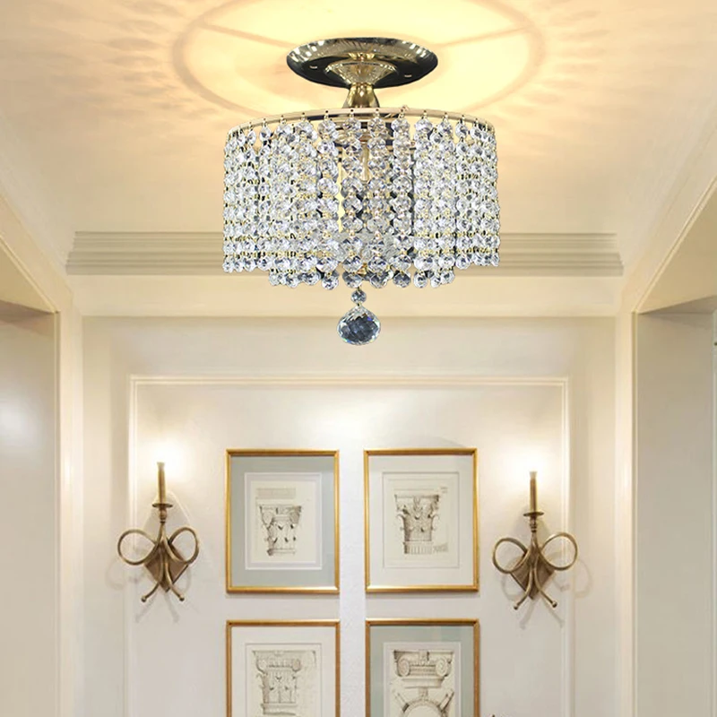 $34.20 Modern golden royal crystal lustre Ceiling Lights E27 vintage art deco LED ceiling Lamp Luminaire For Living Room bedroom hotel