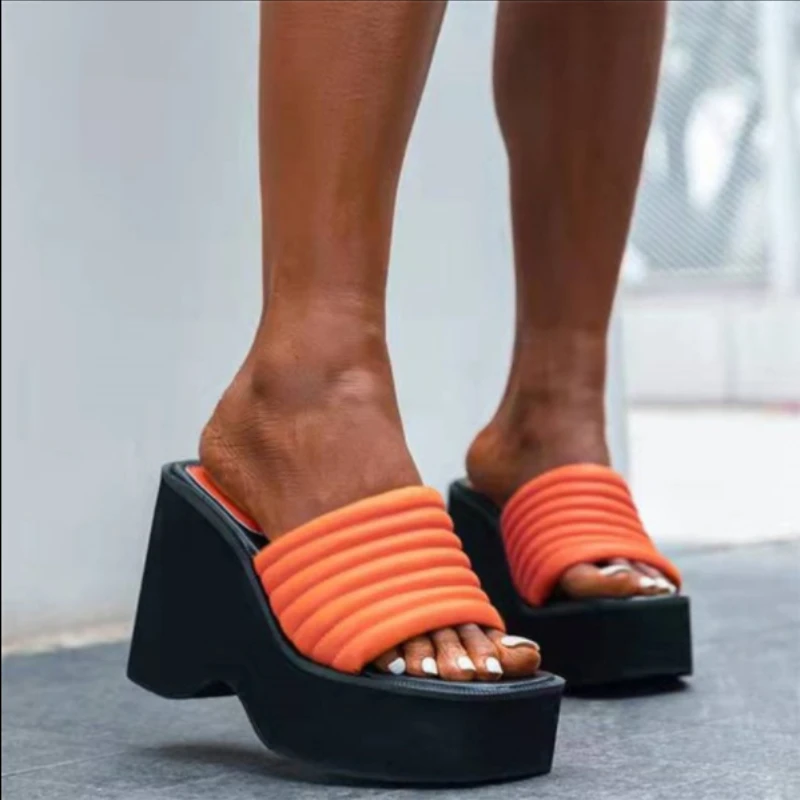 

2022 New Fashion Pumps Spring Square Toe Ladies Chunky Heel Platform Shoes Dress Party Wedding Female 35-43 Sandals Slippers