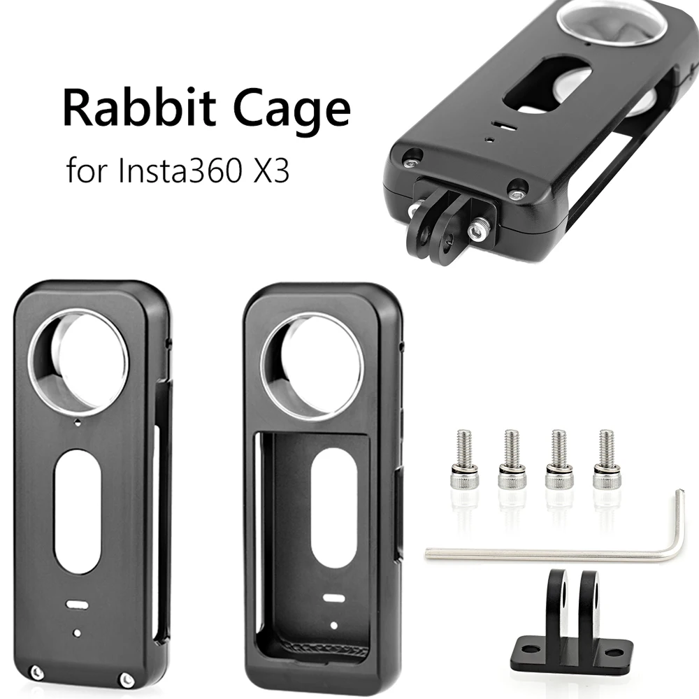 

Aluminum Alloy Rabbit Cage Shell Case with Screws Metal Protective Cover Shockproof Sports Camera Accessories for Insta360 X3