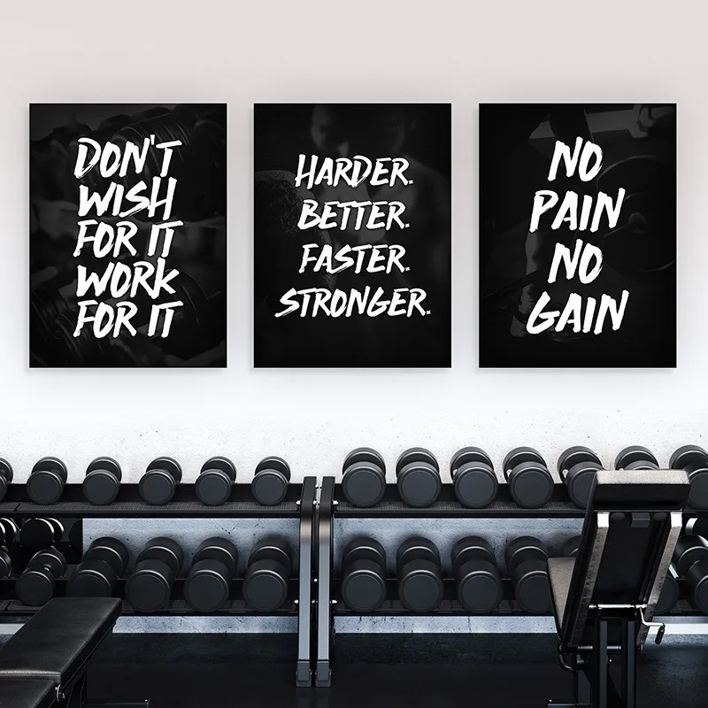 

Canvas Painting Fitness Gym Motivational Signs Wall Art Black White Minimalist Prints and Posters Pictures Home Decor