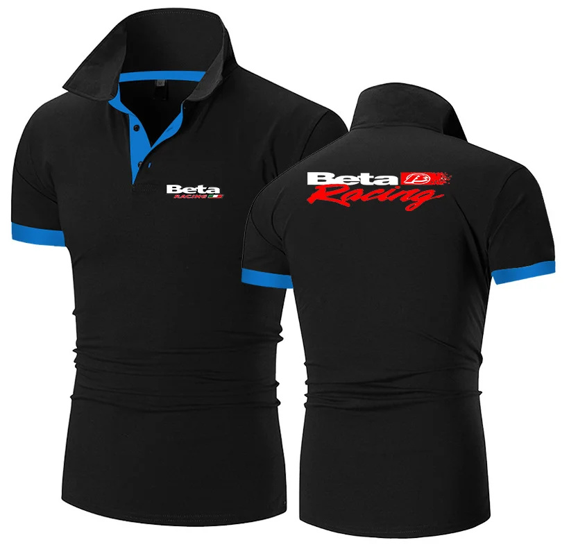 

Мужская хлопковая рубашка-поло для мотокросса, повседневная однотонная приталенная рубашка для мотокросса, лето 2022