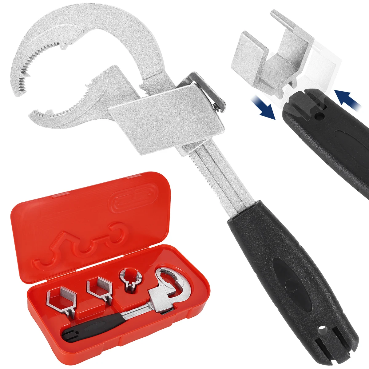 

4-in-1 Bath Wrench Universal Adjustable Multifunctional Double Head Wrench Water Pipe Spanner Bathroom Faucet Repair Hand Tool