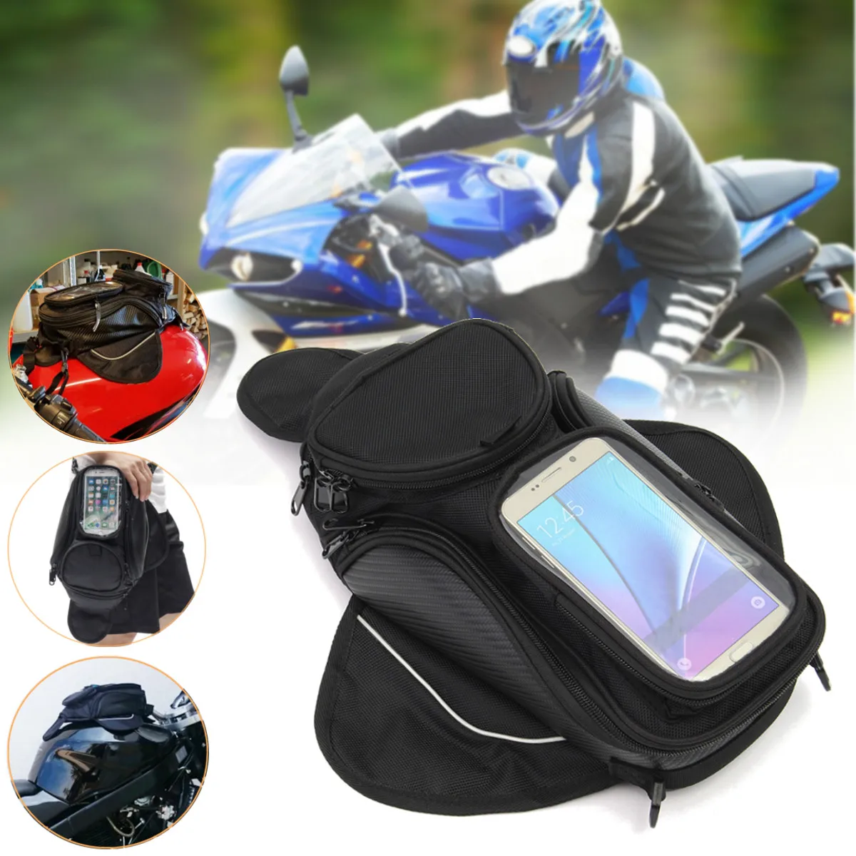 

Motorcycle Magnetic Tank Bag Waterproof Motorbike Saddle Bag Shoulder Bag Backpack Luggage Phone Case Holder Oil Fuel Tank Bag
