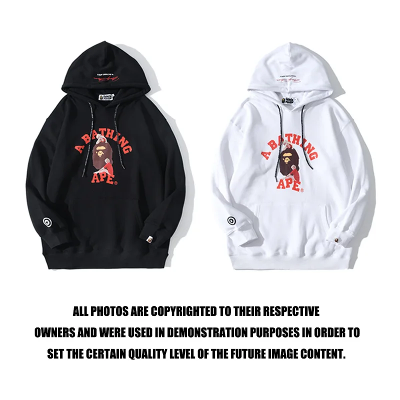 

Bape Letter Print Men's And Women's Hooded Pullover Sweater