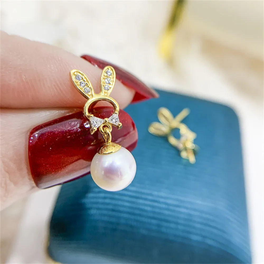 

DIY Pearl Earnail Accessories S925 Sterling Silver Jewelry Dream Catcher Earrings Women's Empty Fit 8-12mm Beads