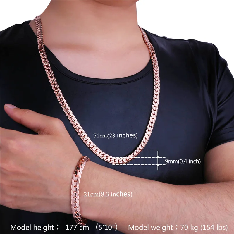Collare Trendy Snake Link Chain Jewelry Sets For Men Rose Gold/Black Gun/Gold Color Bracelet Necklace S113 | Украшения и