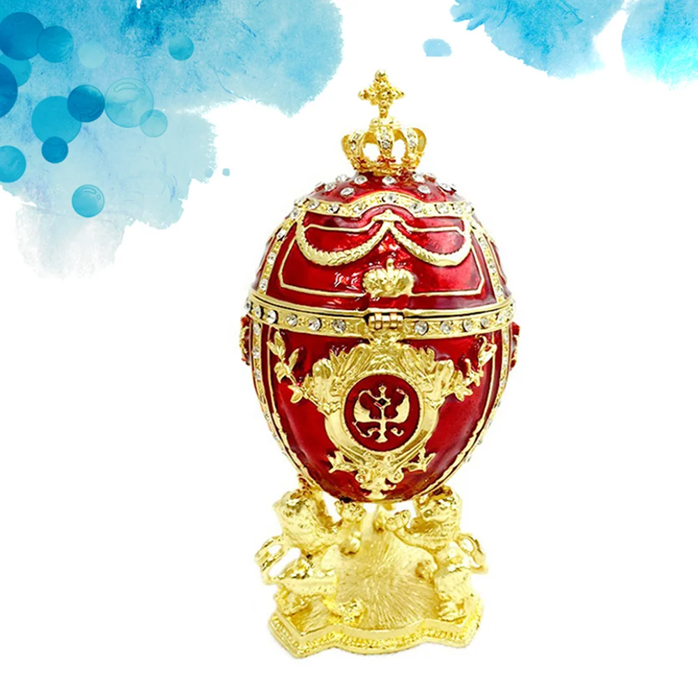 

1pc Egg Studded Painted Shaped Ring Box Creative Organizer Jewelry Box Storage Case Ring Holder for Party Decoration Gift