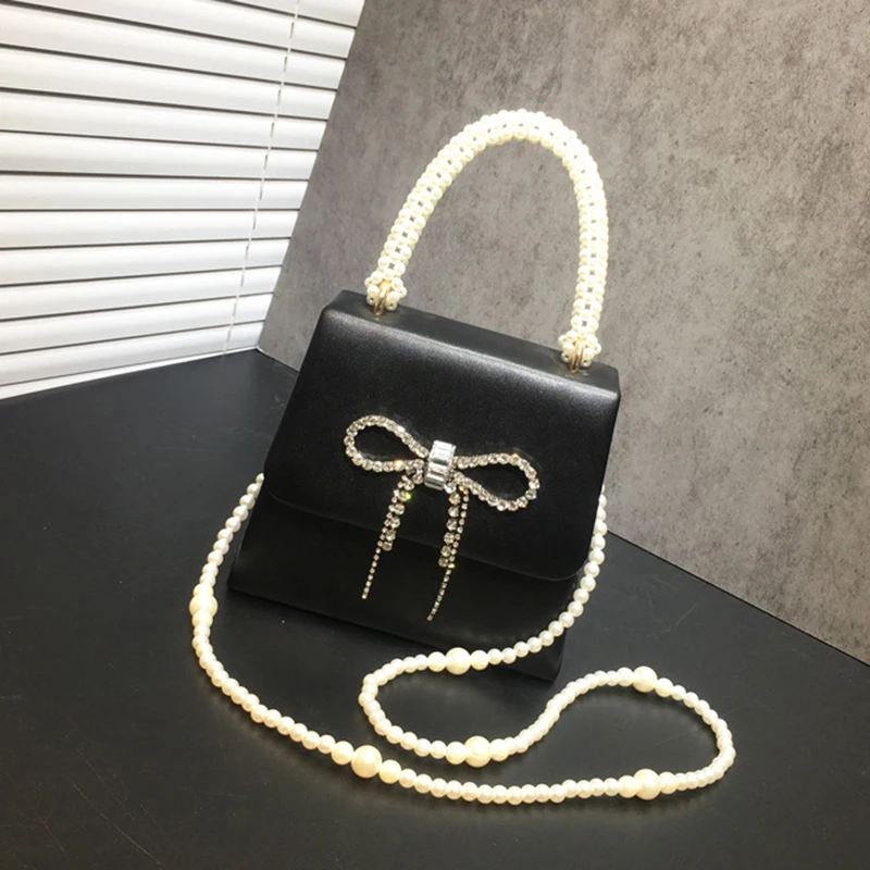 

[BXX] Bow Pearl Chain Bag For Women 2023 New Fashion Crossbody Bags Female Evening Party Versatile Protable Handbag 8AB472
