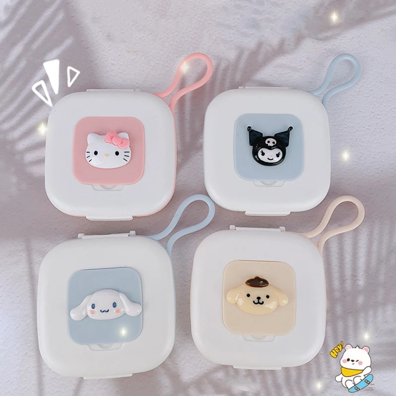 

Кавайная коробка для хранения маски Sanrio My Melody Kuromi Cinnamoroll аксессуары милый аниме НОВАЯ Портативная сумка для хранения с зажимом красивый под...