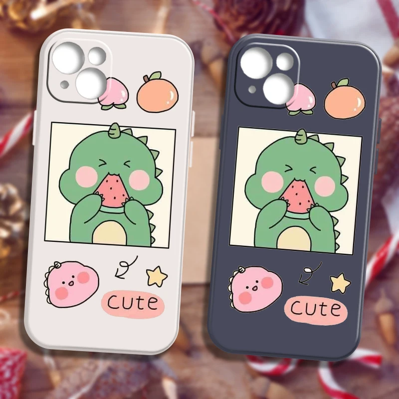 

Cute Dinosaur Watermelon iPhone Case For iPhone 13 11 12 Xr 6s 7 6 SE XR Xs Max 2020 Plus ProMax X Mini 8 12 Cover Ultra PVC