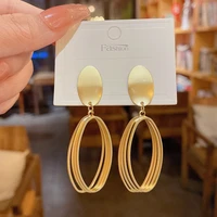 vintage gold color bar long thread tassel drop earrings for women glossy stainless steel earrings fashion jewelry 2022 new