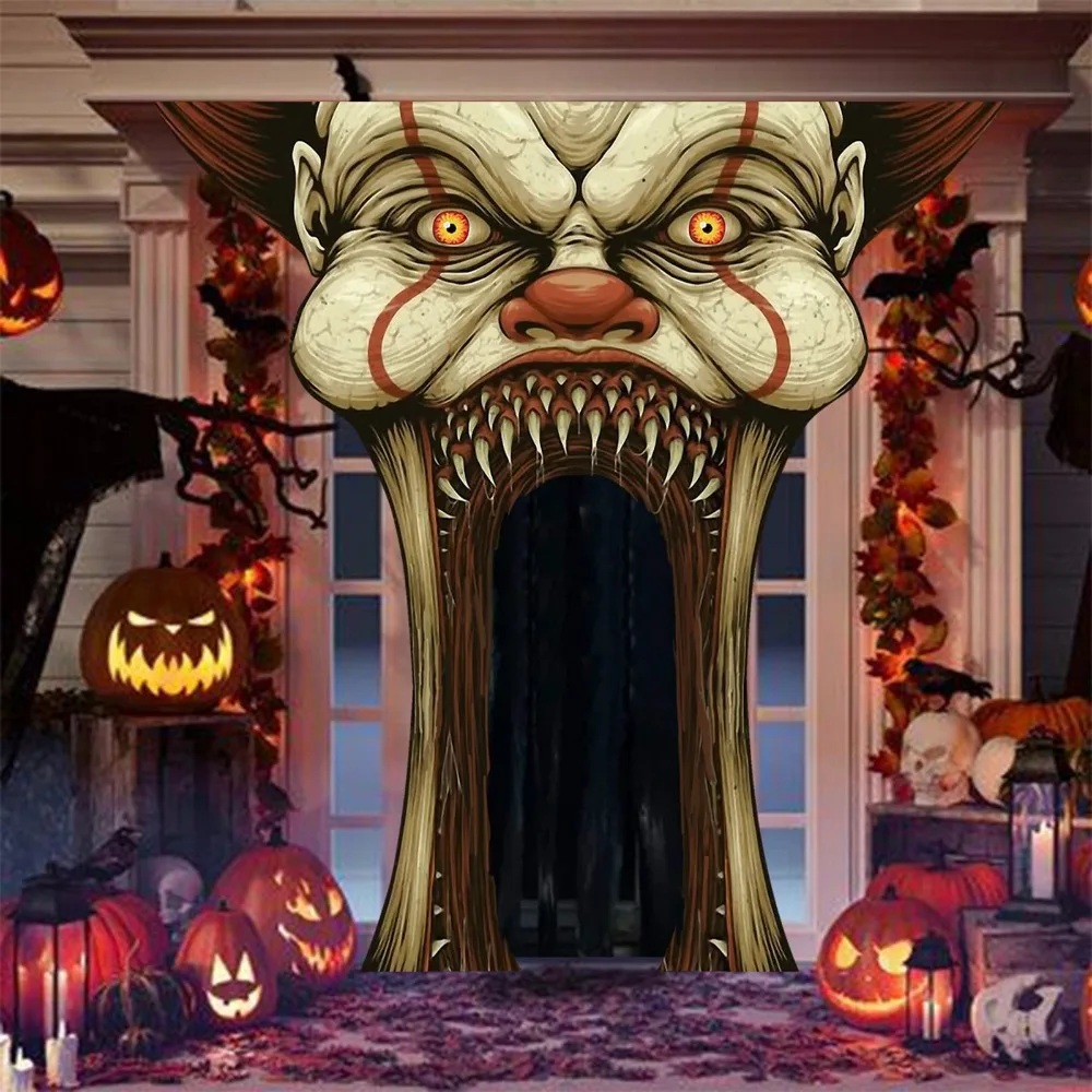 

Halloween Clown Banner Giant Vampire Banner Background Decoration Horror Circus Theme Holiday Home Decorations