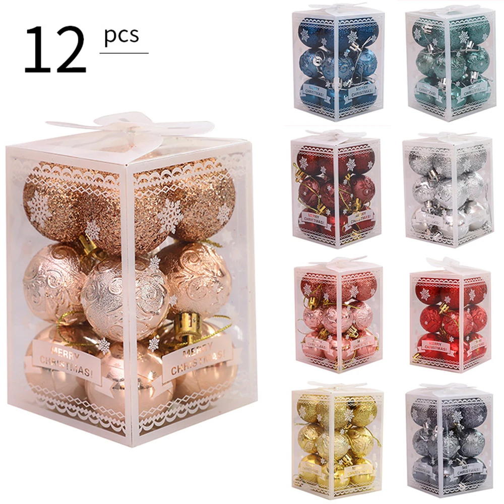 

12pcs Christmas Balls Christmas Tree Balls Decorations Hanging Pendant Ornaments Xmas Tree Toys Home Party Decors