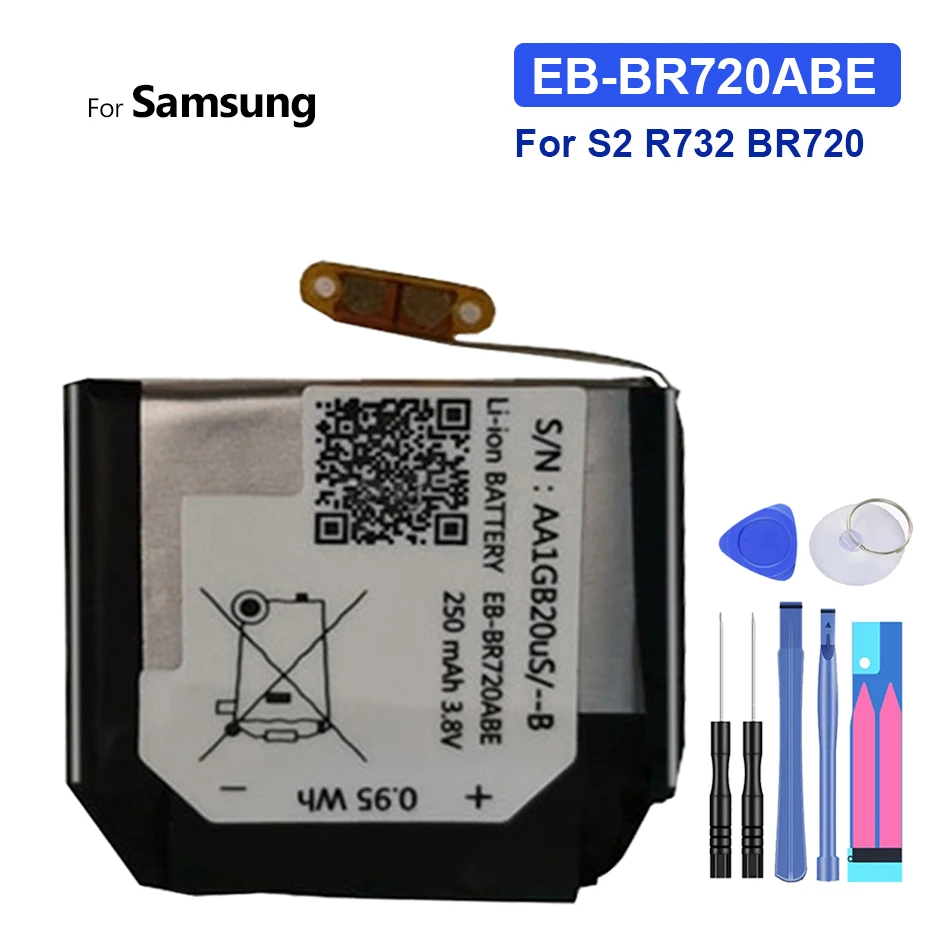 

Battery EB-BR720ABE 250mAh For Samsung Gear S2 S 2 Classic R732 BR720 Rechargeable Batteries Bateria + Free Tools