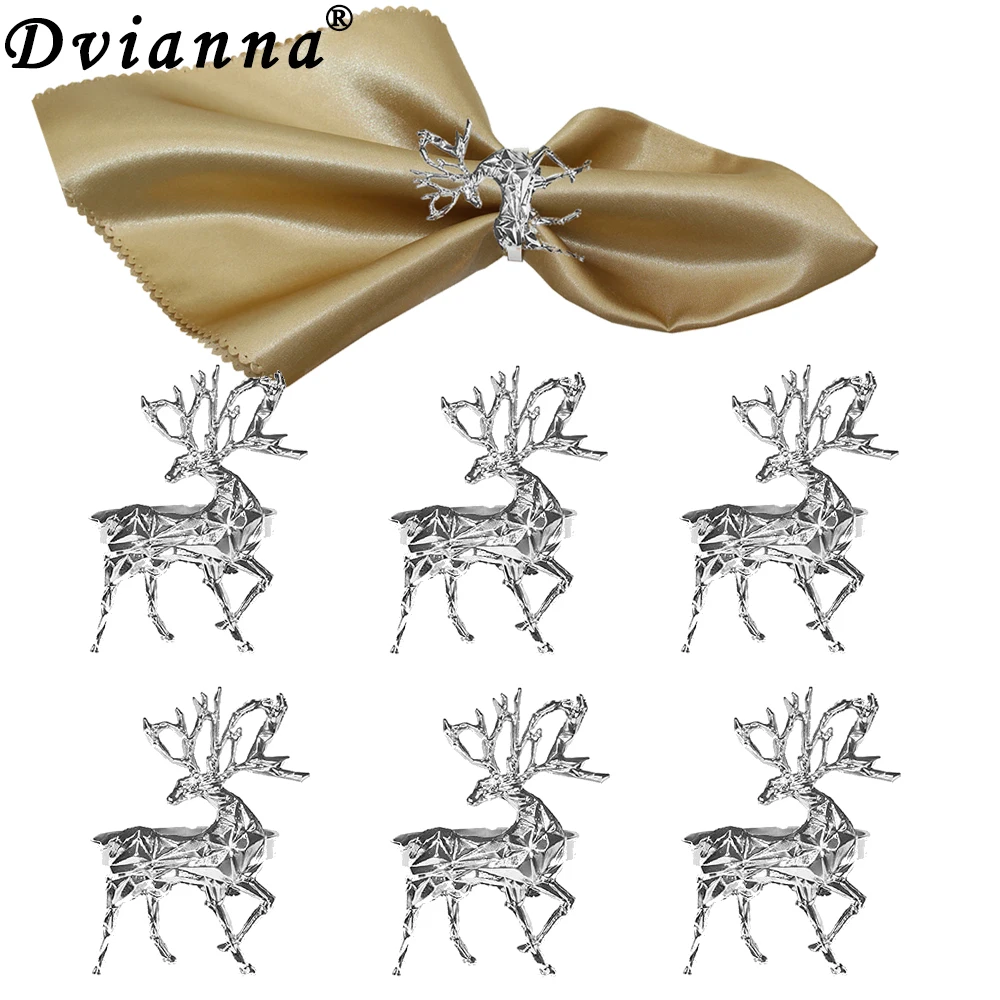 

Dvianna 6/12Pcs Christmas Deer Napkin Rings Holder for Christmas Holiday Dinner Wedding Party Banquet Dinning Table Deco HWC177