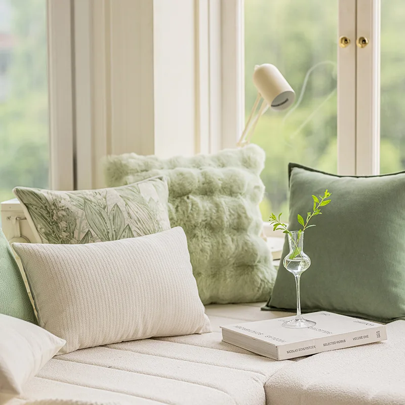 

Французская наволочка в стиле кремового маття, зеленая наволочка, простые наволочки для подушек, мягкий декор для дивана, гостиной, Cojines 45x45