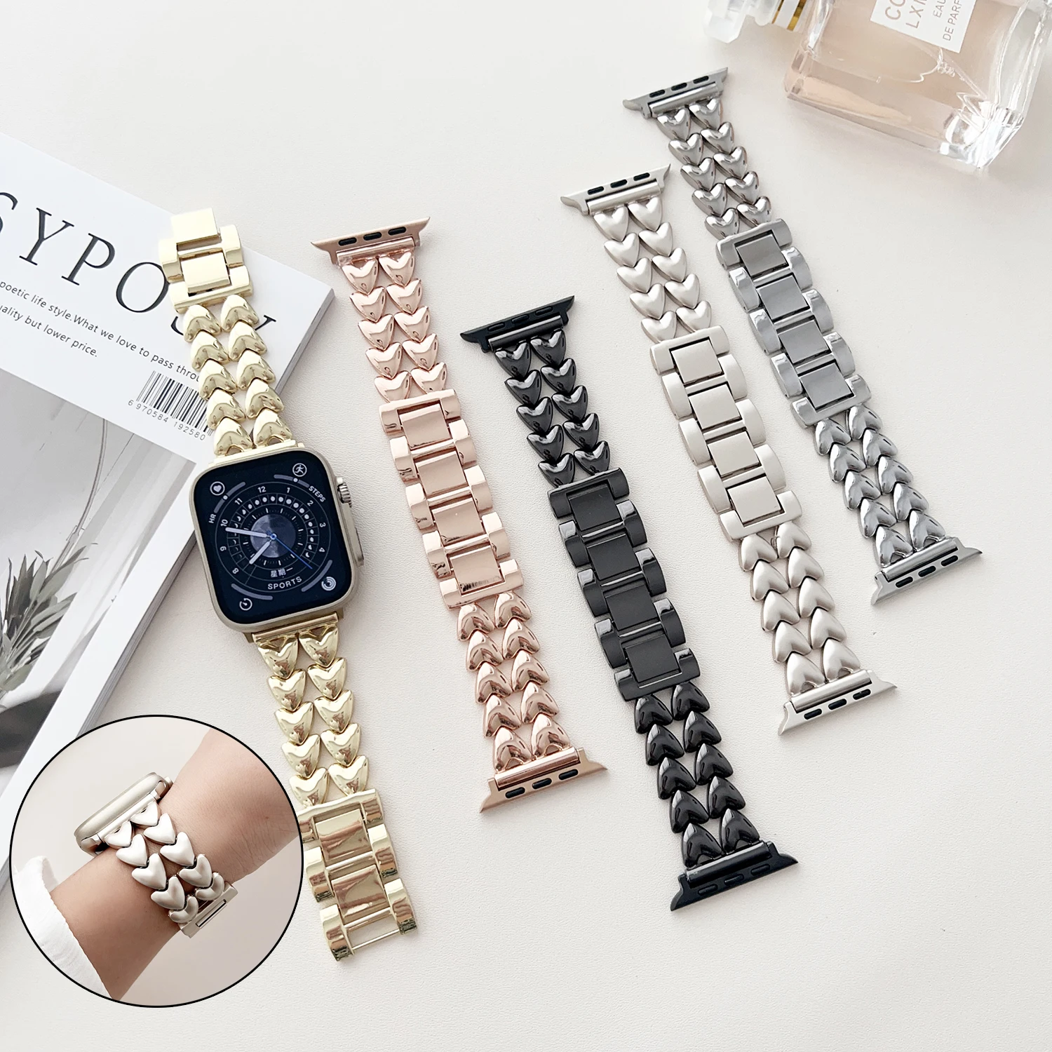 Metal Strap for Apple Watch Band 49mm 45mm 44mm 40mm 41mm 42mm Women Stainless Steel Bracelet IWatch Series Ultra 8 7 SE 6 5 4 3