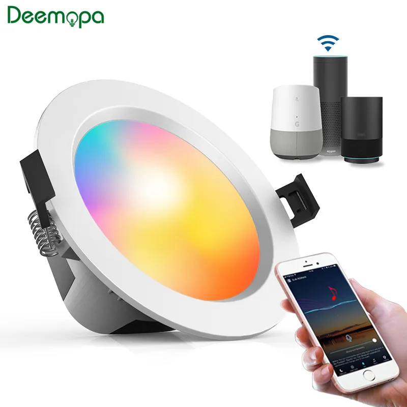 

Умный светодиодный светильник 110-220 В затемняющие круглые светлые пятна светильник 5 Вт 9 Вт RGB Изменение цвета теплый холодный светильник ...