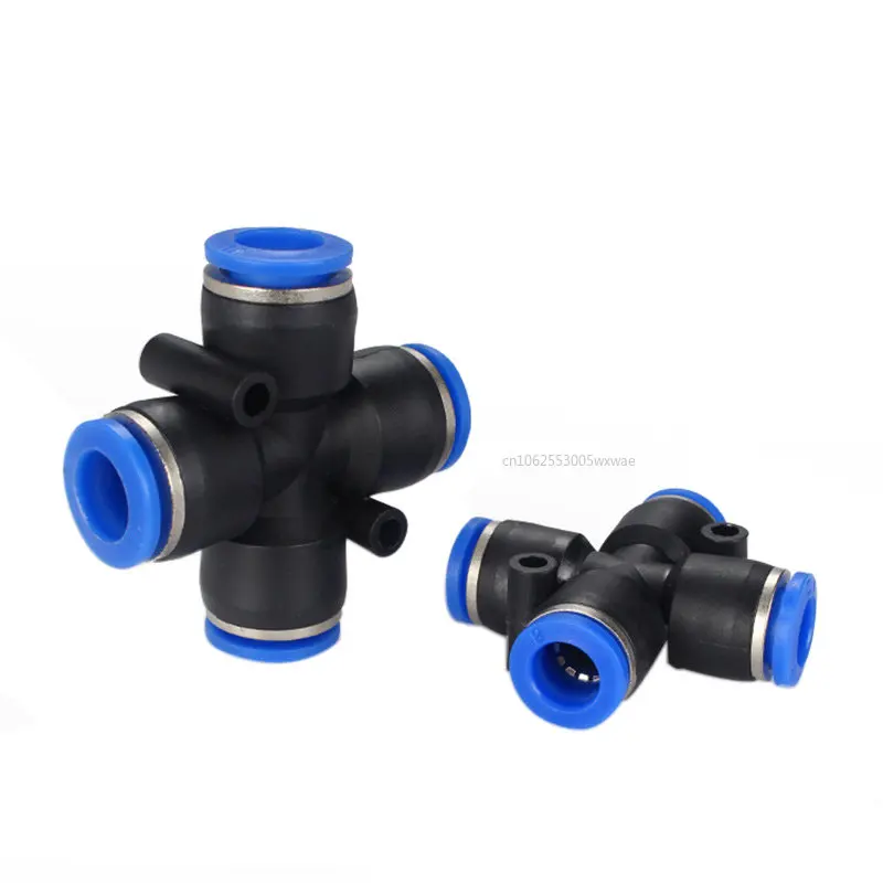 

10pcs PZA 4mm 6mm 8mm 10mm 12mm Pneumatic Plastic Cross 4 Way Fittings Quick Connectors Water Hose Air Push Fast