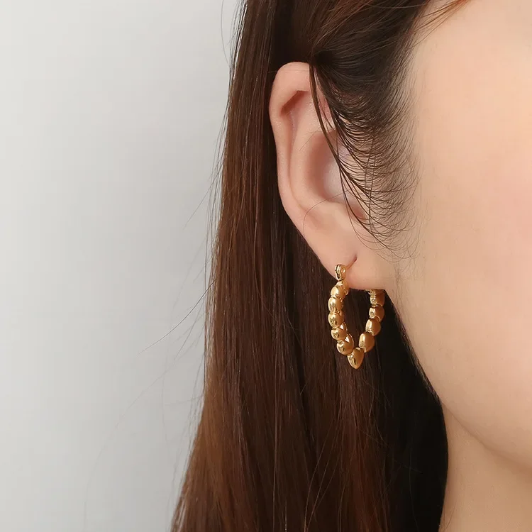 Showfay серьги-кольца из нержавеющей стали в форме сердца 18K позолоченные не